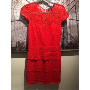 CYNTHIA STEFFE Red Lace Dress